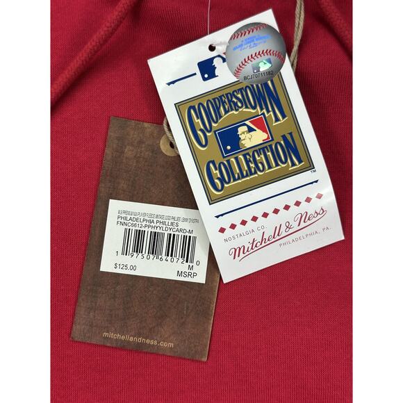 Philadelphia Phillies Hoodie Mens Medium Red MLB Baseball Dykstra Cooperstown - Picture 7 of 16